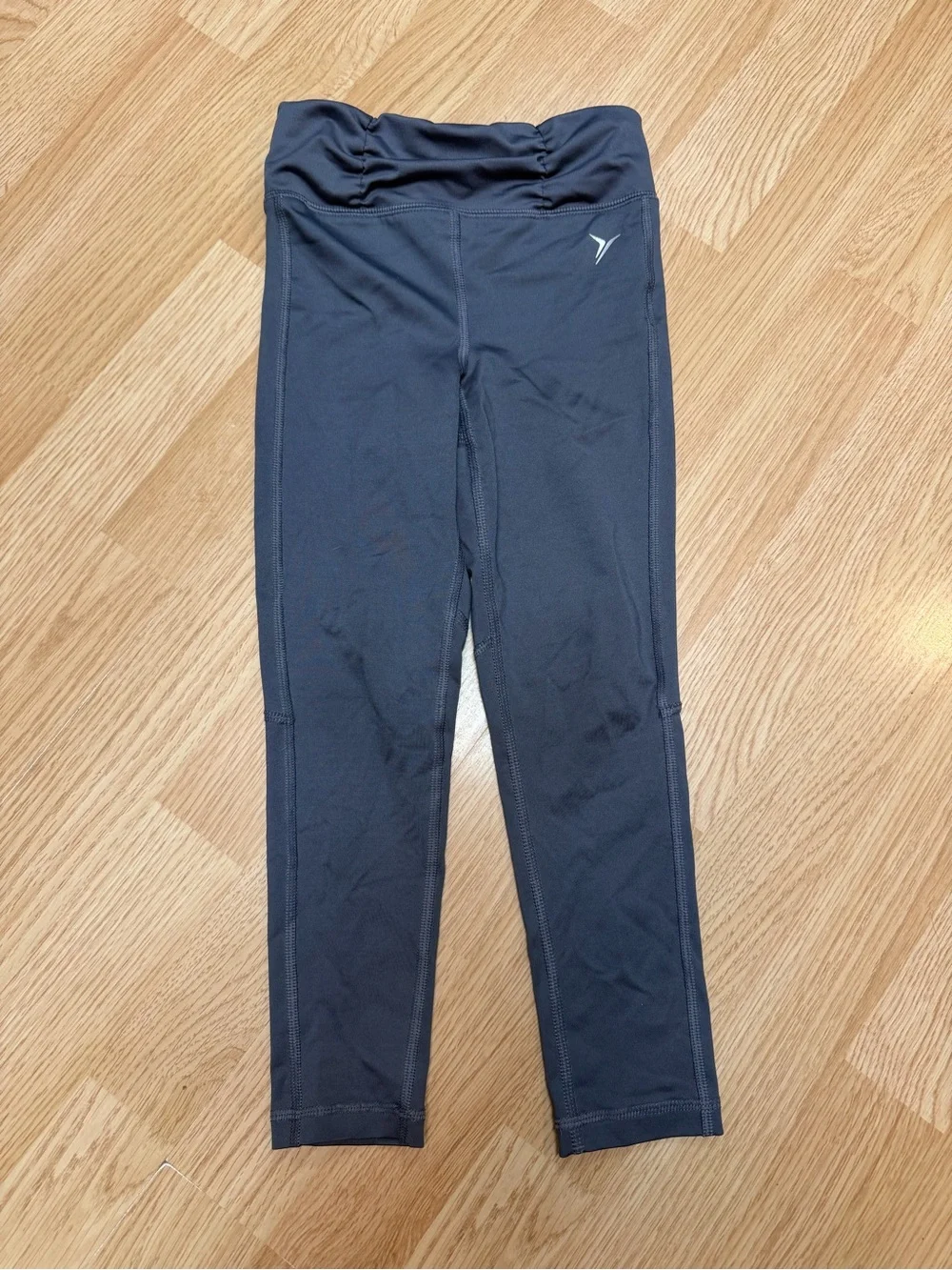 Old Navy Active Girls XS Gray Blue Athletic Performance Leggings Ruched Waist